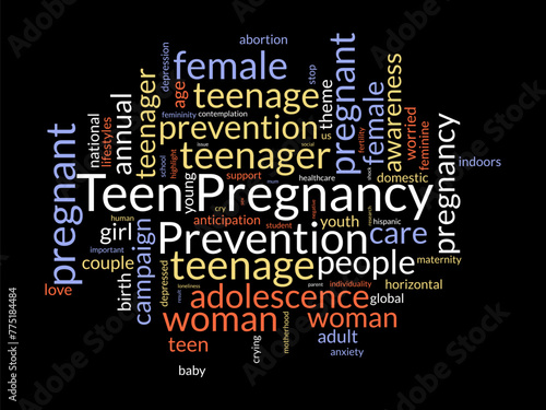 Teen Pregnancy Prevention word cloud template. Health and Medical awareness concept vector background.