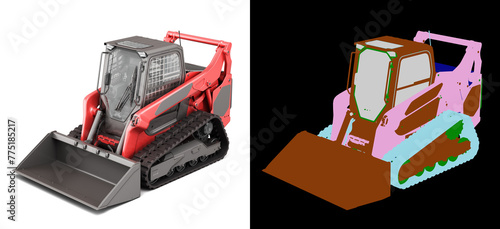 Rent Large Track Skidloader top perspective view 3d rendr on white with color alpha
