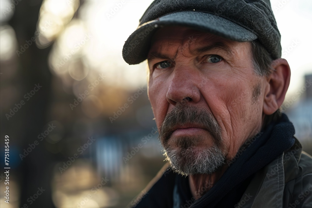 Portrait of an old man with a gray beard and a cap. Portrait of an old man with a gray beard and a cap.
