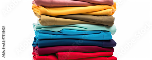 Pile of t shirts in various colors isolated.