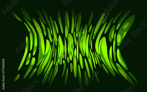 Green and black viscous liquid in stretched form.