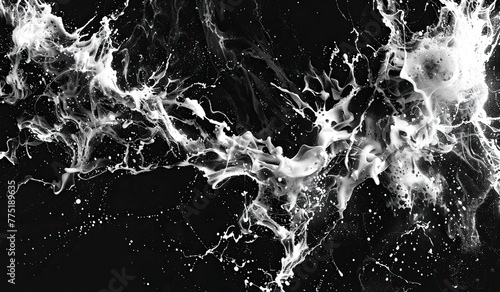 Variety of milk splashes on a black background. The concept of liquid dynamism.