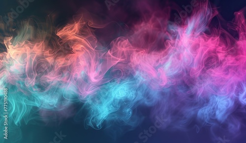 Soft waves of colored smoke on a dark background. The concept of fluidity and grace. photo