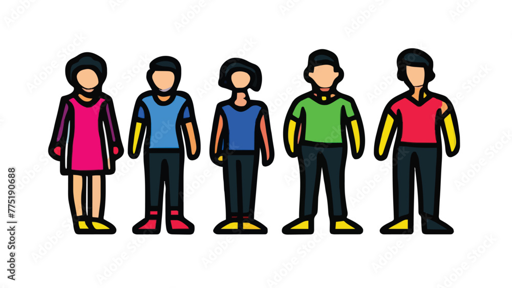 Various styles People. man, men, and women together in colorful clothing. Cartoon-style characters etc. Vector illustration. Isolated design elements. Various styles People. man, men, and women together in colorful clothing. Cartoon-style characters etc. Vector illustration. Isolated design elements.