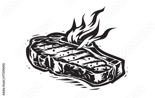 Grilled steak, Hand drawn style, vector illustrations