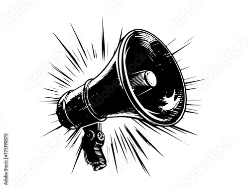 Megaphone, speaker, hand drawn style.