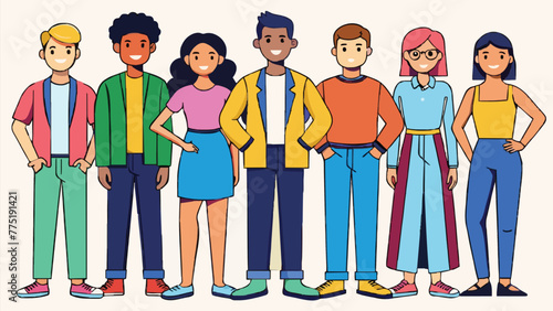 Various styles People. man, men, and women together in colorful clothing. Cartoon-style characters etc. Vector illustration. Isolated design elements.