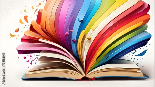 open book with colorful pages photo