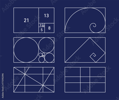 Vector golden ratio ideal symmetry layout set