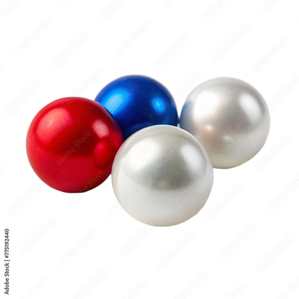 3 Different colors pearls blue red and white isolated on transparent background. 3 Different colors pearls blue red and white isolated on transparent background.