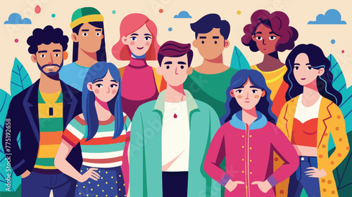 Various styles People. man, men, and women together in colorful clothing. Cartoon-style characters etc. Vector illustration. Isolated design elements.