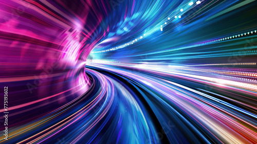 A dynamic and vivid image showcasing light trails in a tunnel with a warp speed effect, invoking a sense of motion