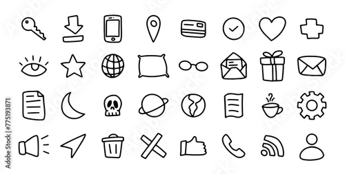 icon set simple doodle style