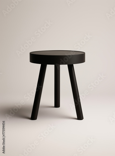 a black table with black metal legs on a white background  in the style of dark brown and dark bronze   reated with Generative Ai