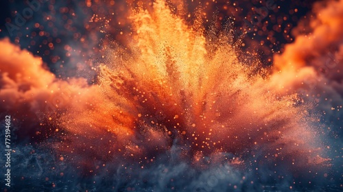 A vibrant firework explodes in the night sky, illuminating the darkness with a burst of dazzling colors and shapes.
