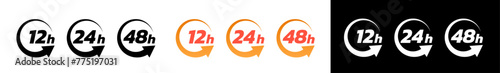 24 hours Vector around arrow and work schedule 12, 24, 48 hours service time line icon