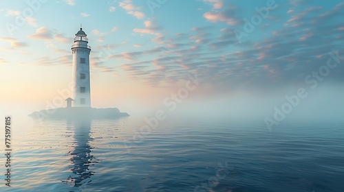 A solitary lighthouse standing tall amidst the vastness of the sea