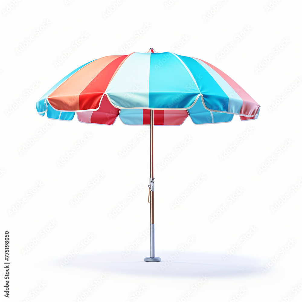 beach Umbrella on white backround сreated with Generative Ai