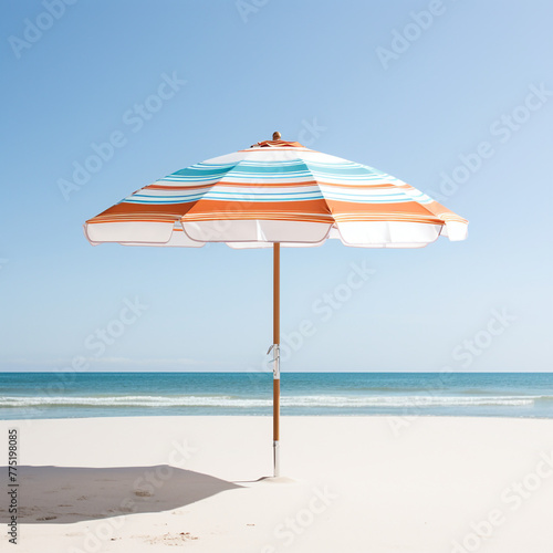 beach Umbrella on white backround сreated with Generative Ai