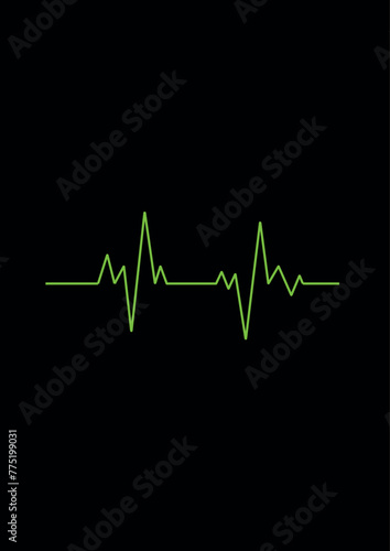 Green heartbeat line vector. Heart cardiogram line symbol. 