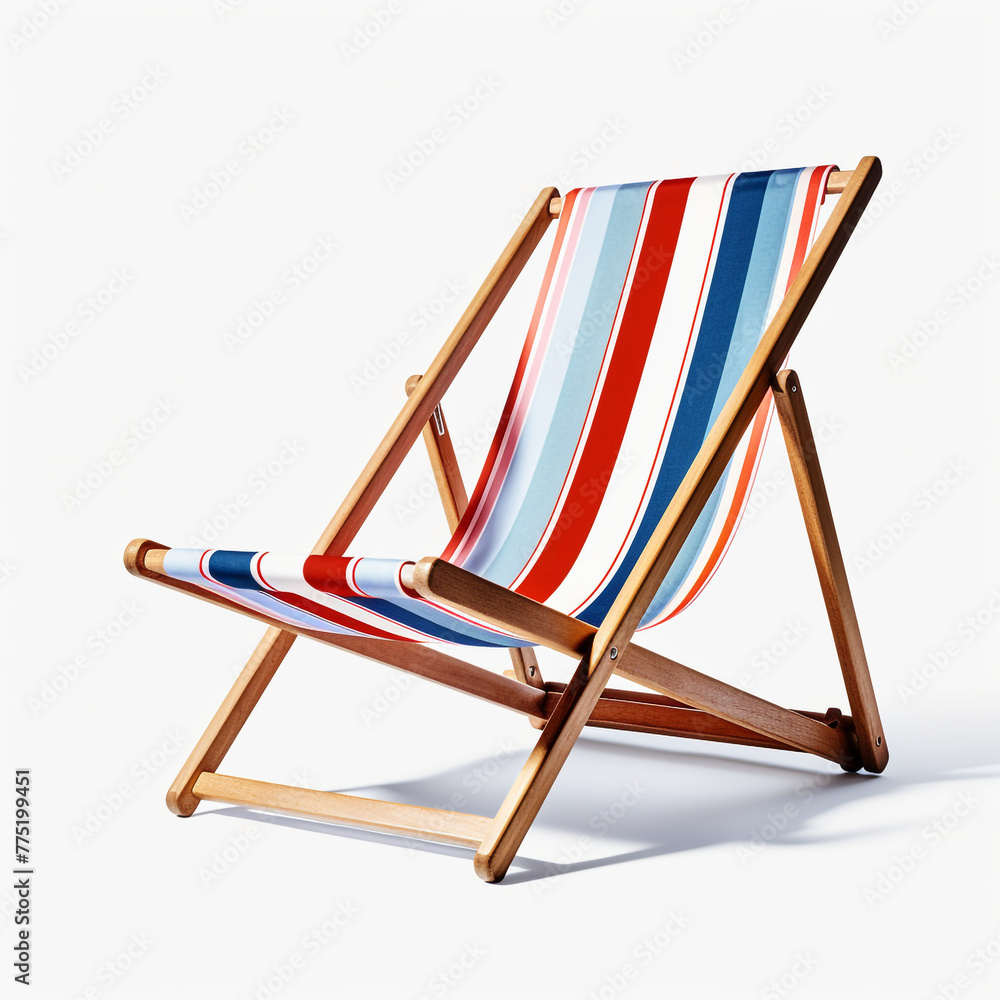 beach chair on white backround сreated with Generative Ai