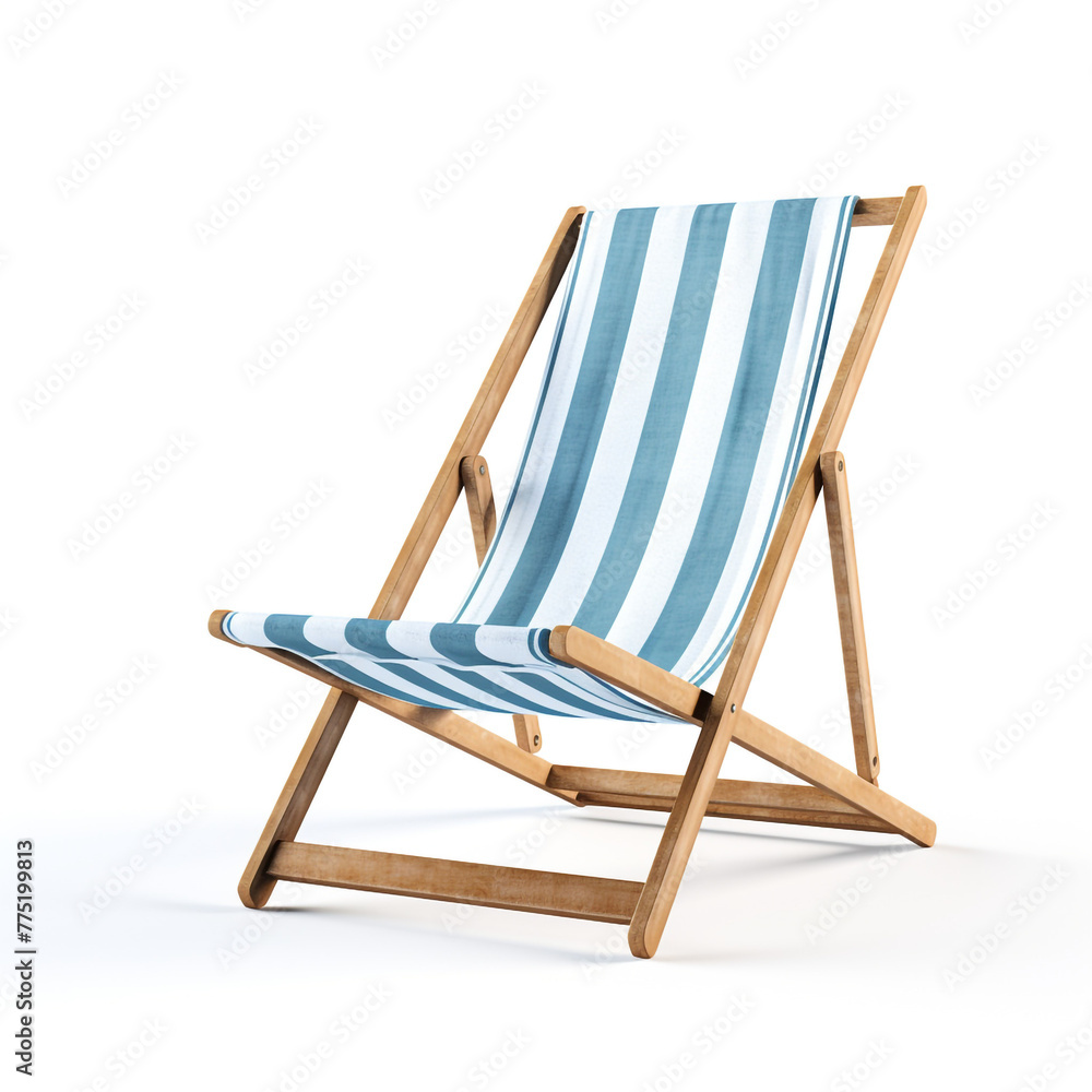 beach chair on white backround сreated with Generative Ai