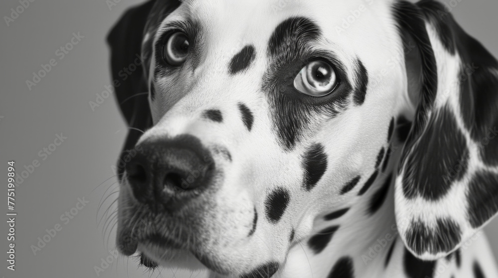 Close-up of a dalmatian dog facing the camera Close-up of a dalmatian dog facing the camera