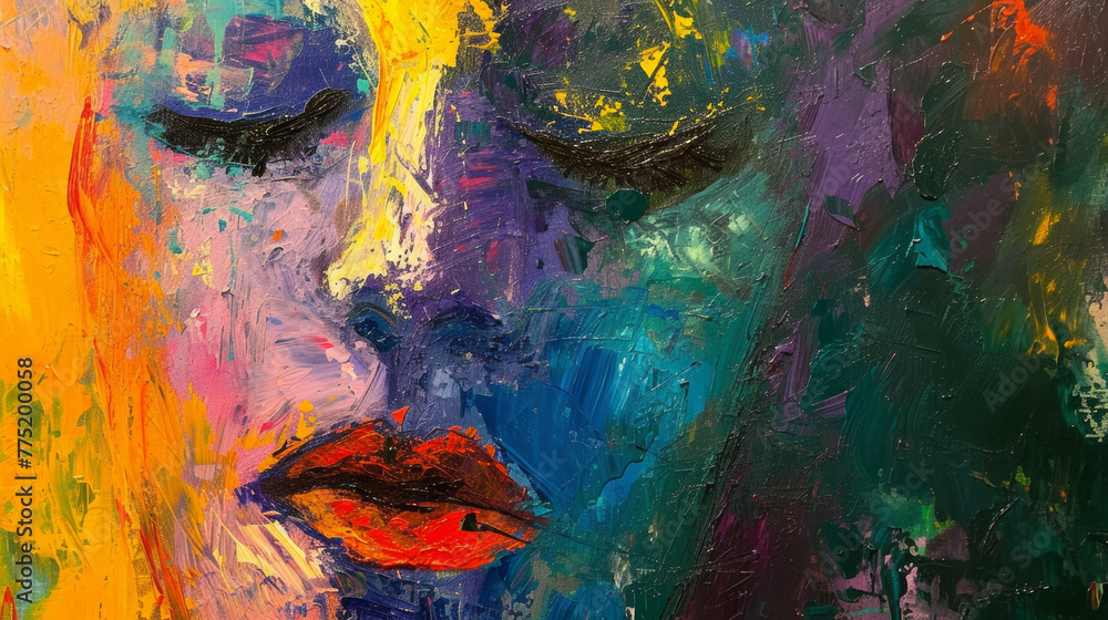 Colorful abstract portrait painting