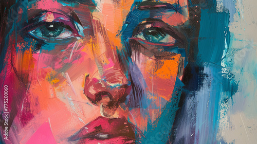 Abstract colorful portrait painting