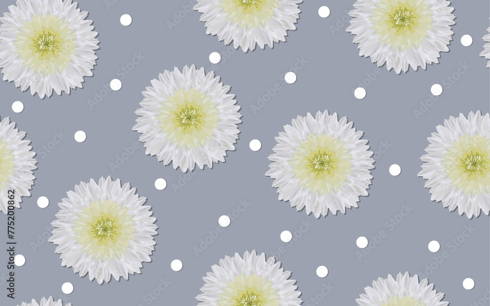 Obraz premium Daisy flower seamless pattern white ox eye daisies floral ornamental decorative vector pattern design for textile fabric paper print wallpaper web light background texture