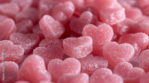 Pink candy hearts in various shapes