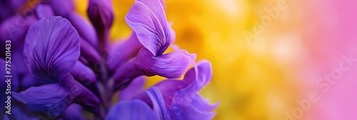 Striking image of vivid purple flowers with a glowing yellow backdrop