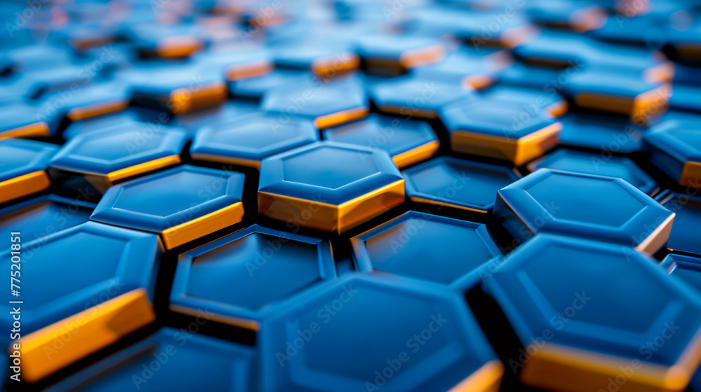 Modern Hexagon Pattern, Digital Technology Design in Blue, Abstract Honeycomb Background Modern Hexagon Pattern, Digital Technology Design in Blue, Abstract Honeycomb Background
