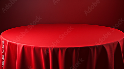 An empty round table with a cloth on it сreated with Generative Ai