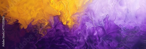 Captivating abstract image with a marbled effect blending purple and yellow, portraying creative chaos and energy