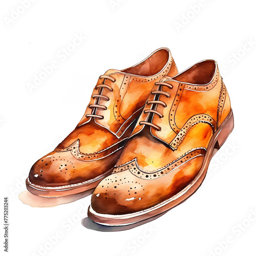 Tan brogue shoes with intricate detailing