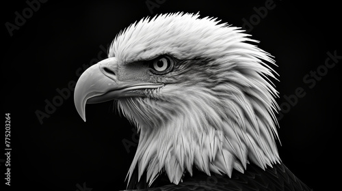 Black and white portrait of an eagle