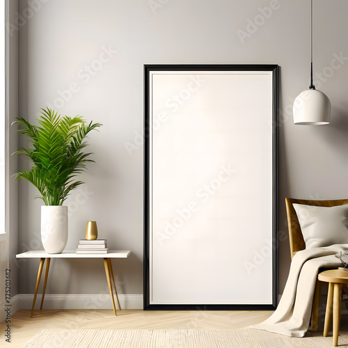 Wallpaper Mural living room interior, natural wooden furniture and trendy home accessories on bright beige background, 3d render, Mock up frame in cozy home interior background, coastal style bedroom Torontodigital.ca
