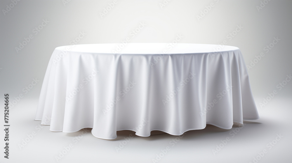 An empty round table with a cloth on it сreated with Generative Ai An empty round table with a cloth on it сreated with Generative Ai