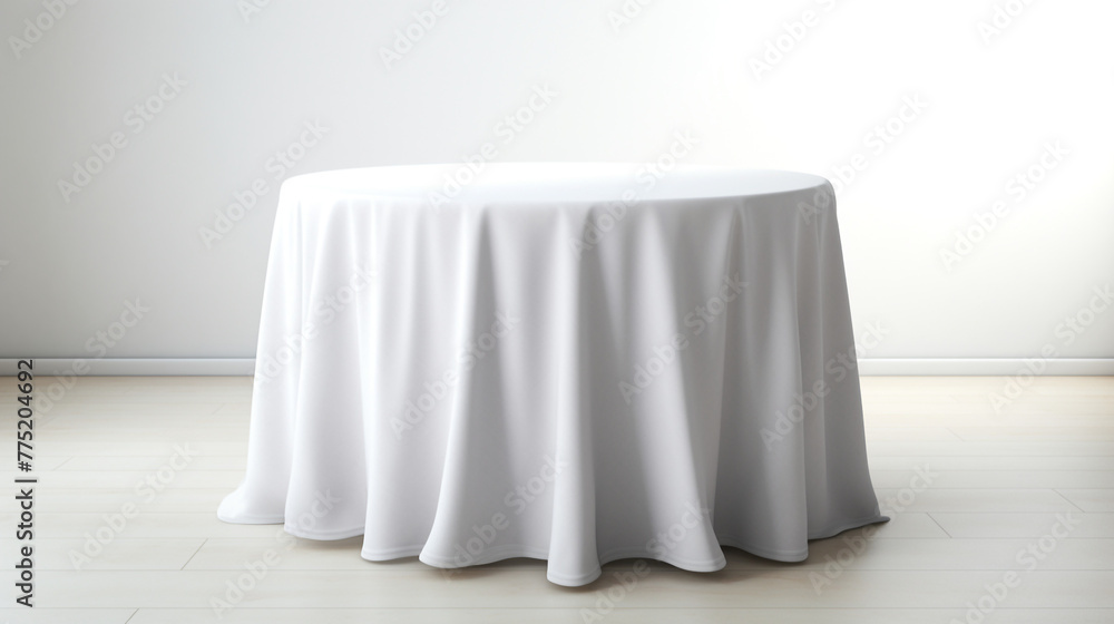 An empty round table with a cloth on it сreated with Generative Ai An empty round table with a cloth on it сreated with Generative Ai