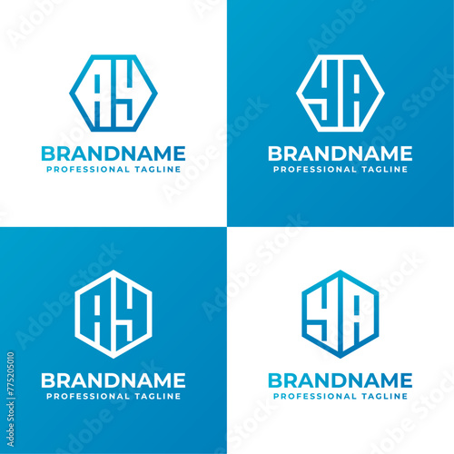 Letters AY and YA Hexagon Logo Set, suitable for business with AY or YA initials
