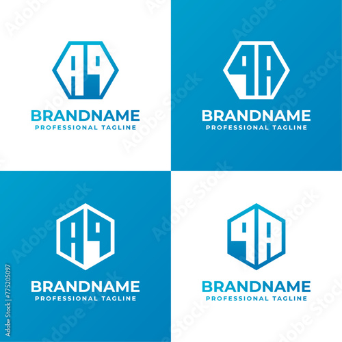 Letters AQ and QA Hexagon Logo Set, suitable for business with AQ or QA initials