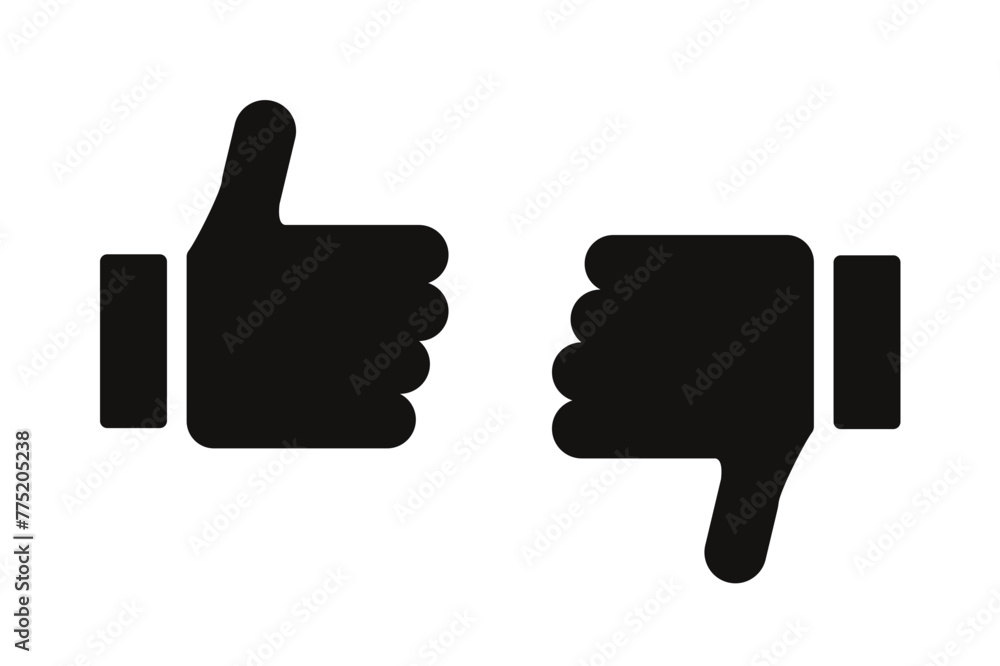 Thumb up and thumb down flat vector icon Thumb up and thumb down flat vector icon