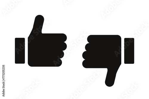 Thumb up and thumb down flat vector  icon