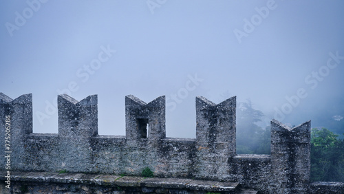 San Marino in rainy weather. San Marino fortress