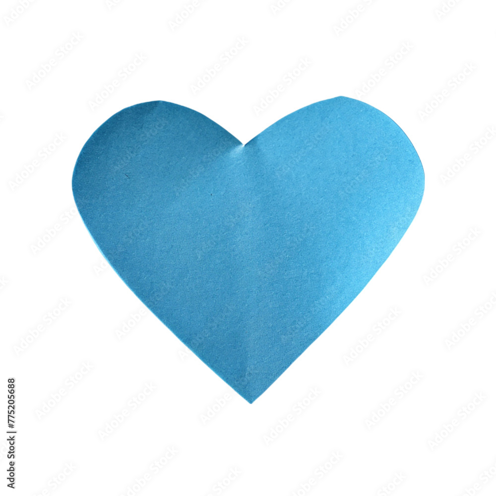 Blue paper on heart shaped isolated on transparent background. Blue paper on heart shaped isolated on transparent background.