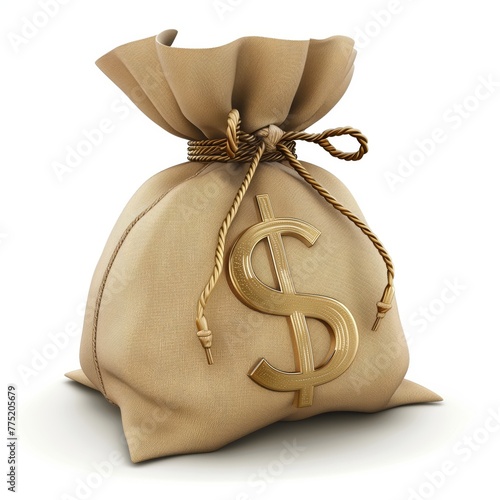 A jut money bag with a dolar on it. Finance, cash, money. Generated by artificial intelligence. photo