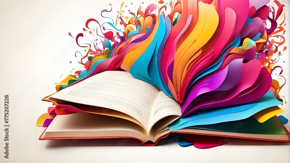 open book with colorful pages - obrazy, fototapety, plakaty 
