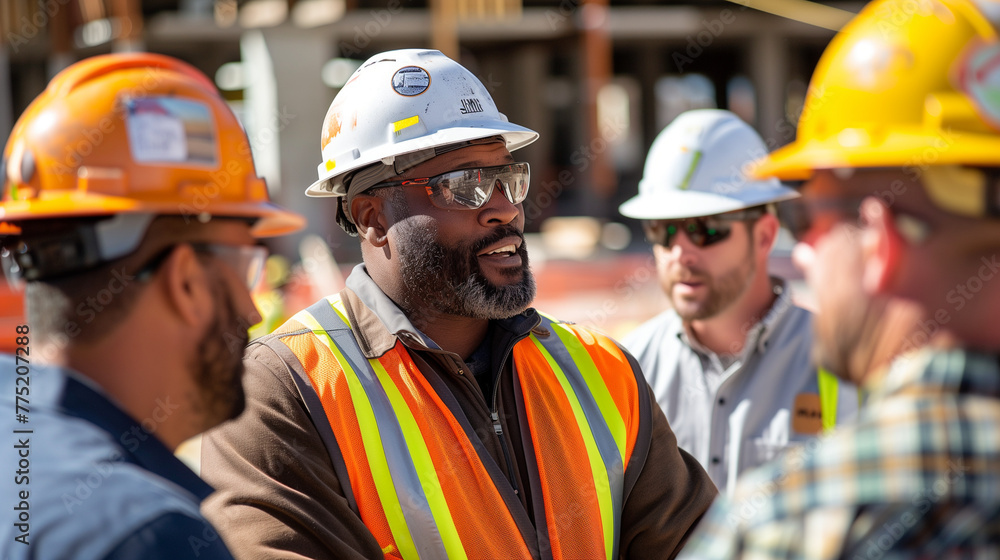 Team Discussion - Construction Site Workers Team Discussion - Construction Site Workers