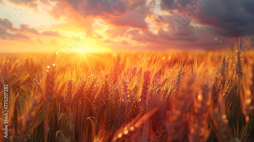 A sunset over a field of wheat - rural tranquility